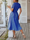 V-Neck Polka Dot A-Line Dress