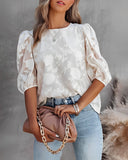 Trendy Puff-Sleeved Chiffon Top