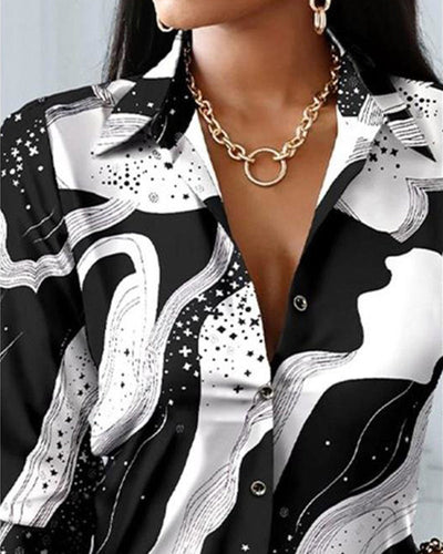 Chic Black and White Blouse in Stylish Design