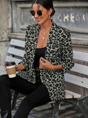 Leopard Print Long Blazer for Year-Round Style