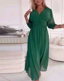 Chic Heart Neckline Solid Color Dress