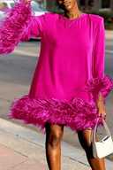 Chic One-Shoulder Mini Dress with Feathery Accents