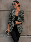 Leopard Print Long Blazer for Year-Round Style