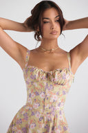 Chic Floral Print Bustier Dress