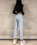 Sparkling High-Waisted Mom Jeans - Leandra