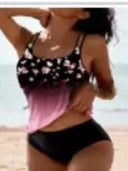 Retro High-Cut Beach Print Bikini