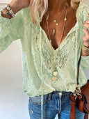 Chic V-Neck Lace Chiffon Top