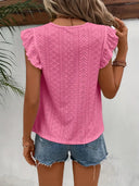 Vintage Round Neck T-Shirt with Ruffle Trim
