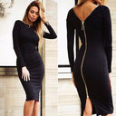 Chic Long Sleeve Pencil Dress with Zipper