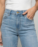 High-Waisted Women's Flared Jeans with Frayed Hem