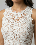 Lace-Top Sleeveless Dress with Flowing Skirt for Formal Events