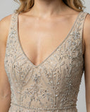 Embroidered Women's Evening Dress with Shimmering Accents