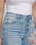 Chic Flare Jeans with Four Button Design