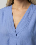 Chic V-Neck Linen Maxi Dress with Wide Sleeves