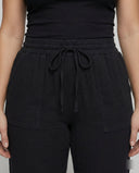 Airy Women's Leisure Pants with Elastic Waist and Side Pockets