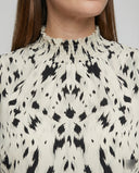 Chic Ruffled Hem Animal Print Blouse