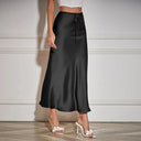 Chic High Waist Lace-Up Satin Skirt for Fall
