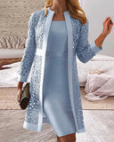 Chic Women's Lace Cardigan Dress Set