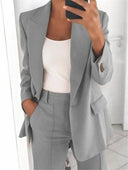 Chic Women's Blazer Set - Flattering Design