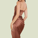 Chic Satin Ruffled Dress with Slim Straps