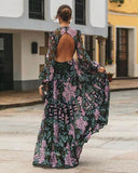 Chic Vintage Floral Backless Maxi Dress