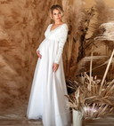 Chic White Maternity Maxi Dress for Women