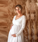 Chic White Maternity Maxi Dress for Women