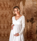 Chic White Maternity Maxi Dress for Women
