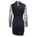 High Neck Mini Dress with Lace Trim