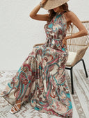 Vintage-Inspired Women's Retro Maxi Halterneck Dress