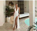Chic Deep Cut Halter Dress with Slit