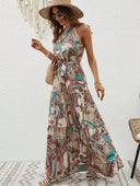 Vintage-Inspired Women's Retro Maxi Halterneck Dress