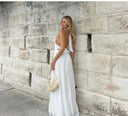 Chic Deep Cut Halter Dress with Slit