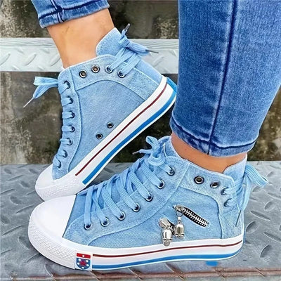 Denim-Inspired Sneaker with Zipper Design