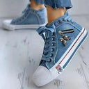 Denim-Inspired Sneaker with Zipper Design