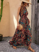 Vintage-Inspired Women's Retro Maxi Halterneck Dress