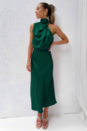 Asymmetrical Round Neck Midi Dress