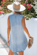 Chic Denim V-Neck Sleeveless Dress