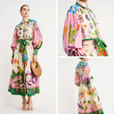 Long Vintage-Inspired Printed Dress