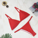 Chic Two-Piece Bikini Set with Gold Accents and Triangle Cups