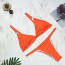 Chic Two-Piece Bikini Set with Gold Accents and Triangle Cups