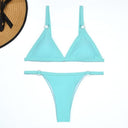 Chic Two-Piece Bikini Set with Gold Accents and Triangle Cups