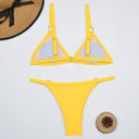 Chic Two-Piece Bikini Set with Gold Accents and Triangle Cups