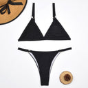 Chic Two-Piece Bikini Set with Gold Accents and Triangle Cups