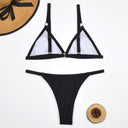 Chic Two-Piece Bikini Set with Gold Accents and Triangle Cups