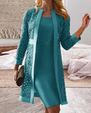 Chic Women's Lace Cardigan Dress Set