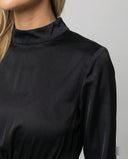 Chic Long Sleeve Wrap Dress with Ruching