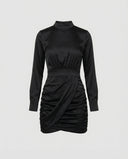 Chic Long Sleeve Wrap Dress with Ruching