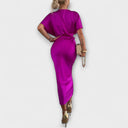 Sable Satin V-Neck Cross Knot Maxi Dress for Events