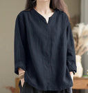 V-Neck Cotton Blouse for Effortless Style